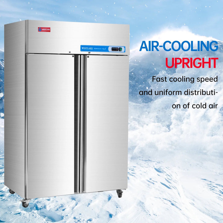 freezer upright frost free air-cooling in icy background