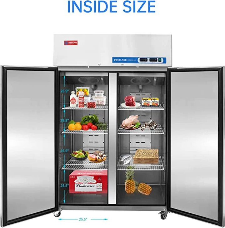 freezer refrigerator inside shelves with food