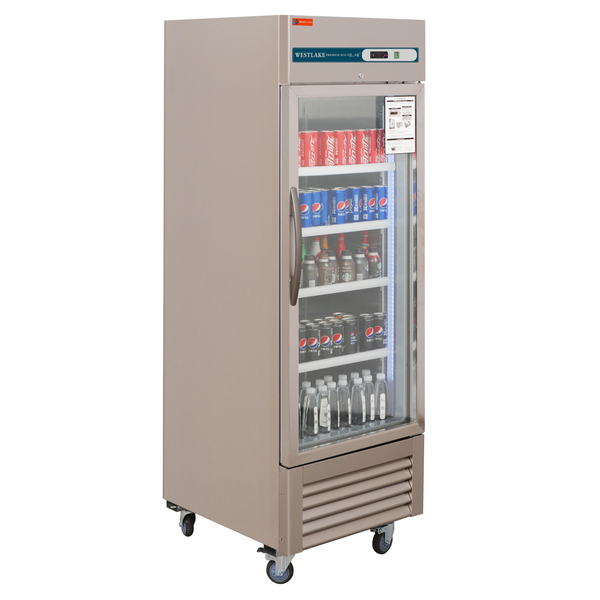Beverage cooler single door with drinks side angle