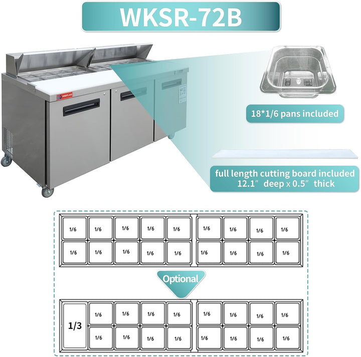 WKSR-72B pizza counter pans and cutting board