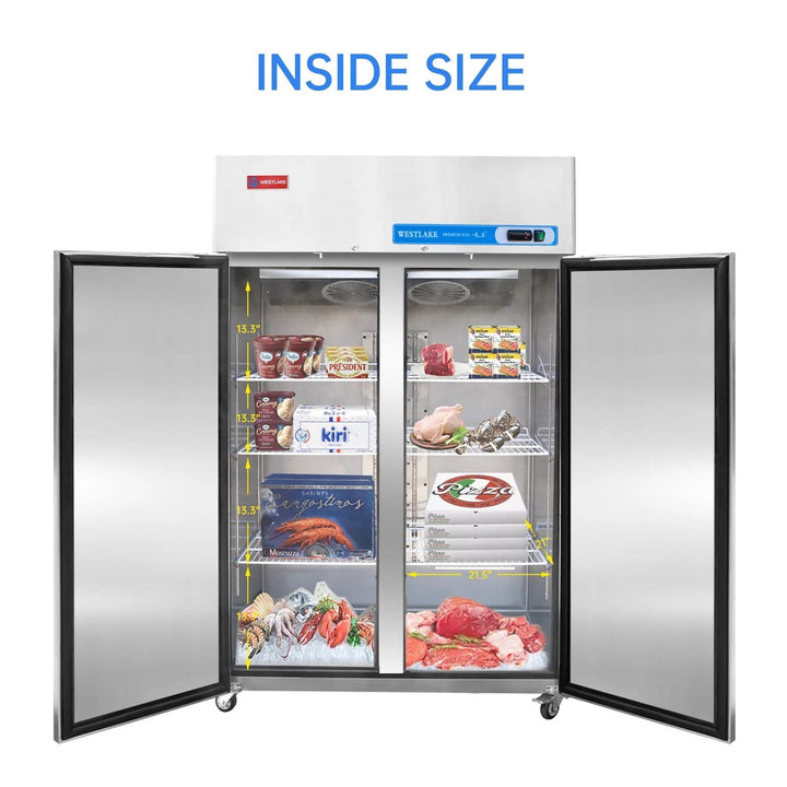 commercial freezer and refrigerator inside shelf height
