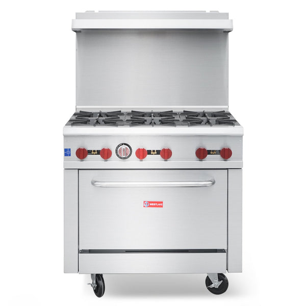 Westlake RGR 36 commercial stovetop gas with oven front look 