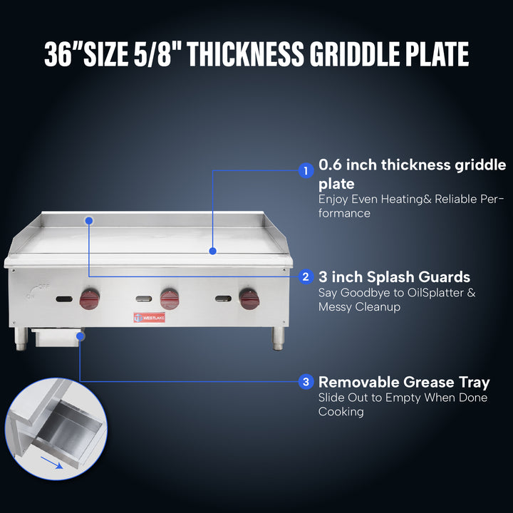 commercial grill flat top griddle plate splash guards grease tray