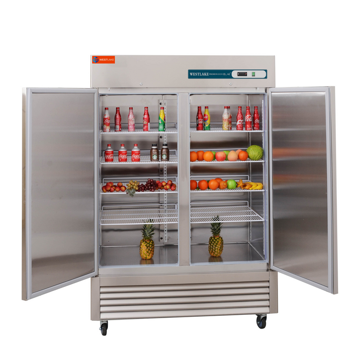 Upright freezer frost free  with doors open