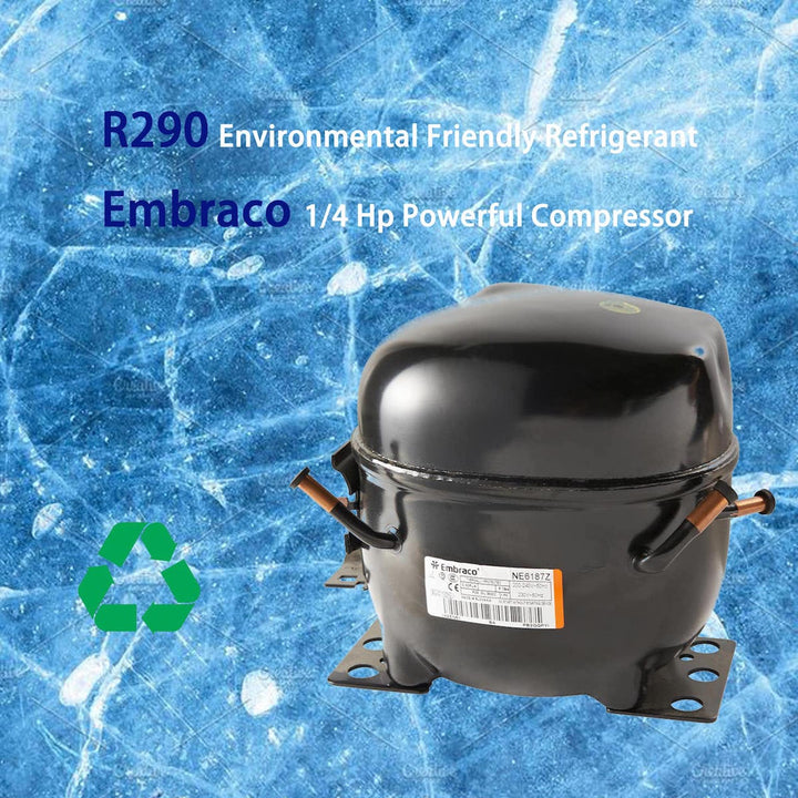Cooler restaurant R290 refrigerant and Embraco compressor