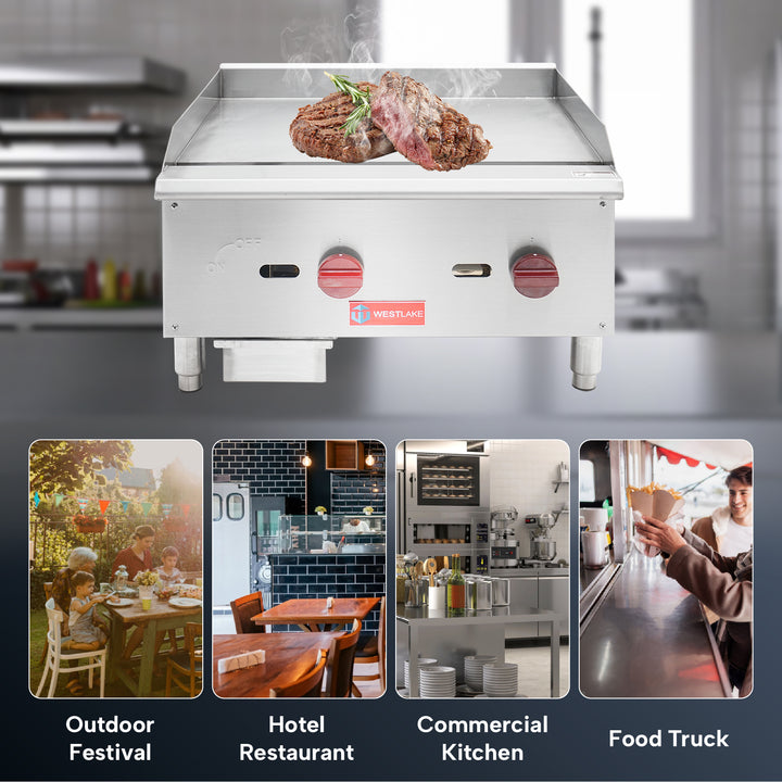 countertop griddle use in hotel, restaurant, outdoor, commercial kitchen and food truck