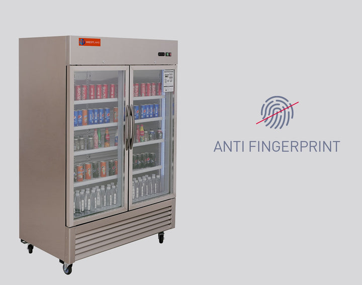 Display refrigerator anti-fingerprint design