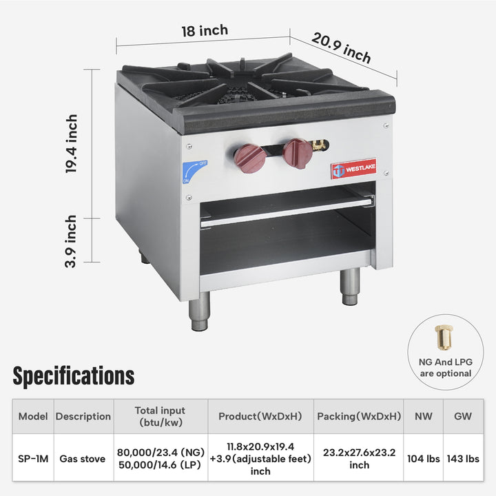 stock pot burner SP-1M dual ring cast iron burner gas stove specifications