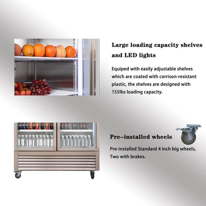 upright freezer commercial shelves and wheels