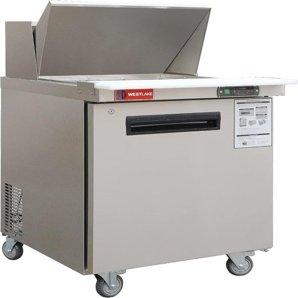 wksr-27bm pizza prep table westlake front  look stainless steel