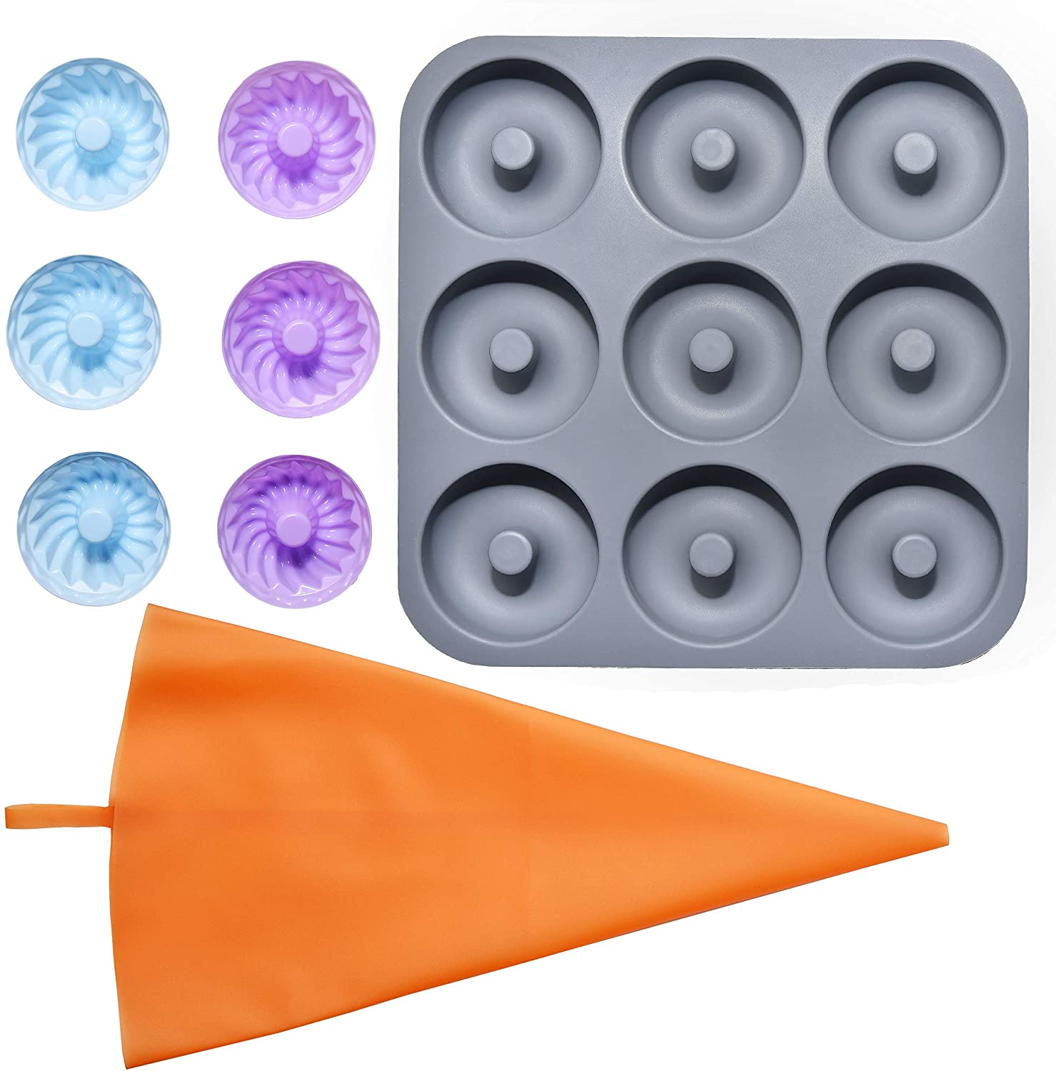 Silicone Nonstick Bagel Doughnut Pan Set BPA Free Baking Mold